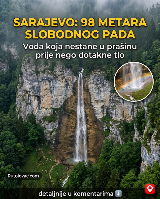 Vodopad Skakavac se obrušava sa 98 metara visine, ali prije nego što dotakne tlo on jednostavno nestane u magli