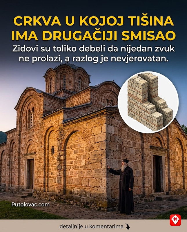 Staro Nagoričane kod Kumanova: Crkva koju je vladar sagradio za 40 dana, ali zidovi su toliko debeli da unutra nikada ne dopire zvuk spolja. – Crkva Sv. Đorđa, zadužbina kralja Milutina. Izgrađena je preko starije vizantijske crkve. Zidovi su dvostruki, sa vazdušnim prostorom između, što stvara savršenu zvučnu izolaciju od spoljnog svijeta.