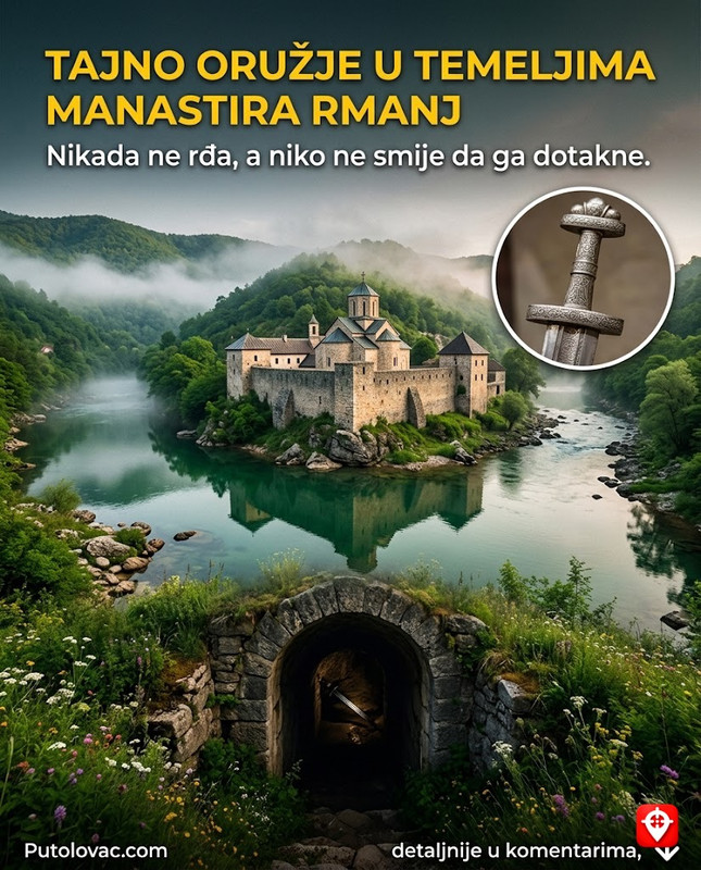 Manastir Rmanj: Bedem na ušću Unca u Unu, ali u njegovim temeljima je sakriveno oružje koje nikada ne rđa. – Manastir iz 15. vijeka. Bio je važno duhovno i odbrambeno središte. “Oružje” je zapravo simbolični prikaz snage vjere, ali postoje i legende o templarskim mačevima sakrivenim u podzemnim kriptama.
