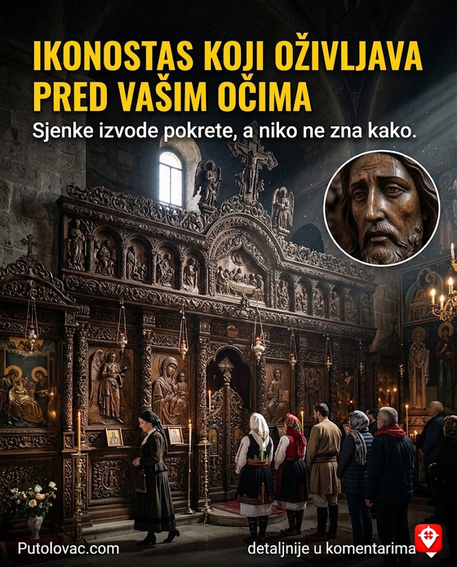 Manastir Sv. Spas u Skoplju: Drveni ikonostas koji je klesan 12 godina, ali ako ga pogledate iz određenog ugla, vidjećete pokretne slike. – Ikonostas braće Filipovski je remek-djelo duboreza. Zbog nevjerovatne dubine i preciznosti rada, sjenke se pomjeraju dok prolazite pored njega, stvarajući iluziju da figure na ikonostasu izvode pokrete.
