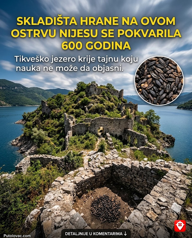 Ostrvo Grad na Tikveškom jezeru: Ruševine srednjovjekovnog grada gdje se i danas nalaze skladišta hrane koja se nije pokvarila već 600 godina. – Ostrvo u akumulacionom jezeru. Tu se nalazila tvrđava i manastir. Zbog specifične mikroklime i suve podloge, u nekim jamama su pronađeni ostaci ugljenisanog žita i sjemenki koji su ostali očuvani vijekovima.