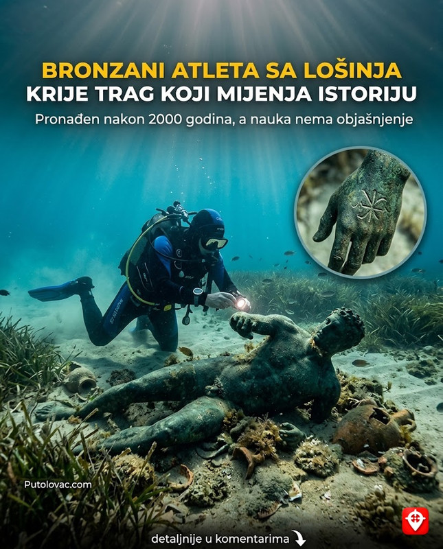 Ostrvo Lošinj: Bronzani atleta pronađen u moru nakon 2000 godina, ali on na ruci ima trag koji dokazuje da antička istorija nije onakva kakvu učimo. – Kip Apoksiomena pronađen je 1996. kod ostrva Vele Orjule. Analiza metala i tehnike izrade otkrila je detalje koji su doveli u pitanje dotadašnja saznanja o trgovačkim putevima i radionicama antičke Grčke.