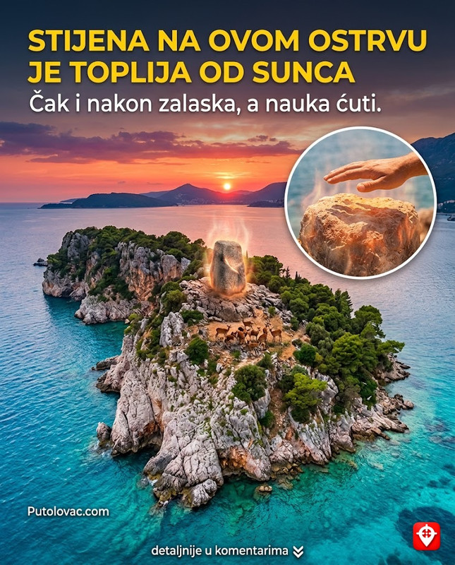Ostrvo Sveti Nikola kod Budve: "Školj" koji čuva ulaz u zaliv, ali na njegovoj najvišoj tački postoji kamen koji je topliji od sunca. - Najveće ostrvo na južnom Jadranu. "Topli kamen" je stijena bogata mineralima koji akumuliraju toplotu tokom dana i zrače je dugo nakon zalaska sunca, što je fenomen koji privlači divlje životinje.