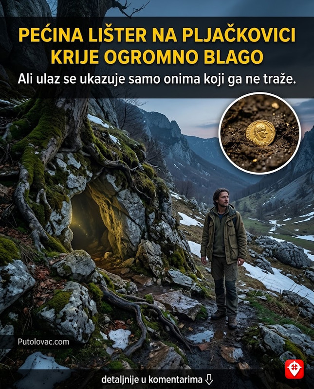 Pećina Lišter na Pljačkovici: Mjesto gdje se krije blago, ali ulaz u pećinu se pojavljuje samo onome ko ne želi to blago za sebe. - Planina kod Radoviša. Legenda o blagu hajduka je univerzalna, ali Lišter je pećina sa periodičnim ulazom koji se otvara samo nakon velikih klizišta ili topljenja snijega, što je narod povezao sa moralnom čistotom.