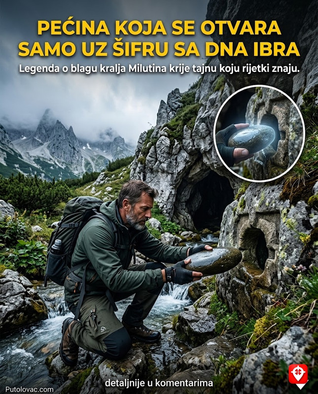 Pećina na planini Hajla: Mjesto gdje se krije blago, ali pećina se otvara samo onome ko donese kamen sa dna rijeke Ibar. - Hajla je planina na granici Crne Gore i Kosova. Legenda o blagu kralja Milutina je povezana sa starim rudarskim oknima. "Kamen sa dna Ibra" je šifra za poznavanje tajnih prolaza koji su povezani sa riječnim koritom.