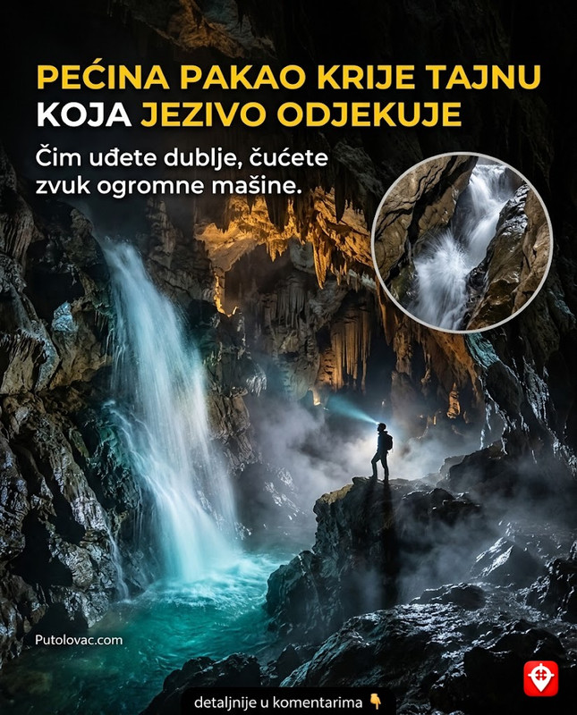 Pekel jama: Pećina “Pakao” sa podzemnim vodopadom, ali ako uđete dublje, čućete zvuk koji liči na rad ogromne mašine. – Pećina kod Žaleca. Naziv potiče od isparavanja zimi koja izgledaju kao dim iz pakla. Zvuk mašine je zapravo huk podzemnog potoka Peklenščica koji udara u šupljine unutar stijene, stvarajući ritmične vibracije.