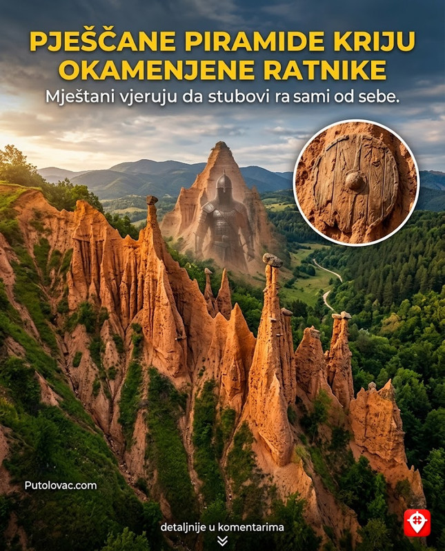 Pješčane piramide kod Foče: Prirodni fenomen koji raste svake godine, a mještani tvrde da se unutar pješčanih stubova kriju okamenjeni ratnici. – Nastale su erozijom glinovitog pijeska. Slične su onima u Koloradu ili Đavoljoj varoši. Proces erozije je i dalje aktivan, pa piramide stalno mijenjaju oblik, što stvara iluziju da “rastu” ili se kreću.