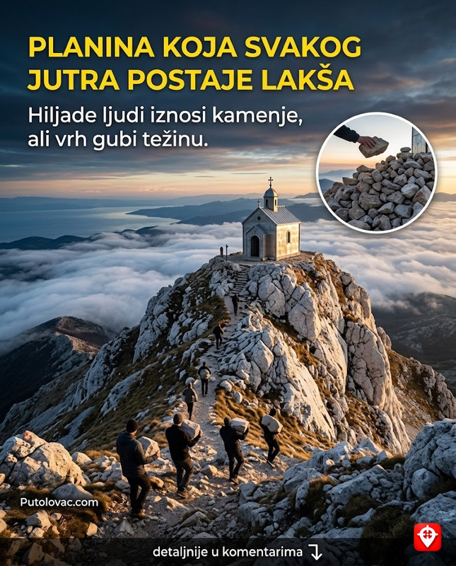 Planina Rumija: Svake godine hiljade ljudi iznosi kamen na vrh, ali planina je svakog jutra lakša nego što je bila prethodne noći. - Kult iznošenja krsta Svetog Vladimira. Ljudi svih vjera nose kamen na vrh da bi se sagradila crkva. "Gubitak težine" je narodna metafora o uslišenim molitvama, ali i pojava odronjavanja kamenja niz strme litice.