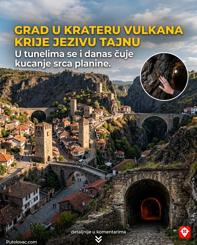 Podzemni tuneli Kratova: Grad u krateru vulkana gdje tuneli povezuju kule, ali jedan tunel vodi do mjesta gdje se čuje kucanje srca same planine. – Kratovo leži na vulkanskoj stijeni. Tuneli su služili za odbranu i rudarenje. “Kucanje srca” je zvuk podzemnih termalnih voda koje pod pritiskom cirkulišu kroz vulkanske kanale duboko ispod grada.