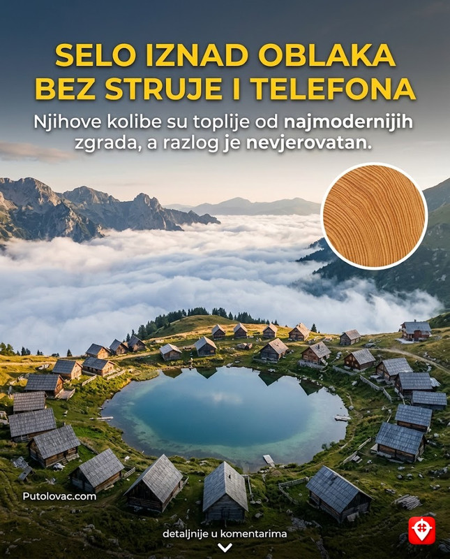 Prokoško jezero na Vranici: Selo iznad oblaka gdje ljudi žive bez struje i telefona, ali njihove kuće su zimi toplije nego bilo koja moderna zgrada. – Ledničko jezero na 1636 mnv. Autentične drvene kolibe građene su od drveta molike koje ima nevjerovatna izolaciona svojstva. Zbog specifične gradnje, unutrašnjost zadržava toplotu ognjišta satima.