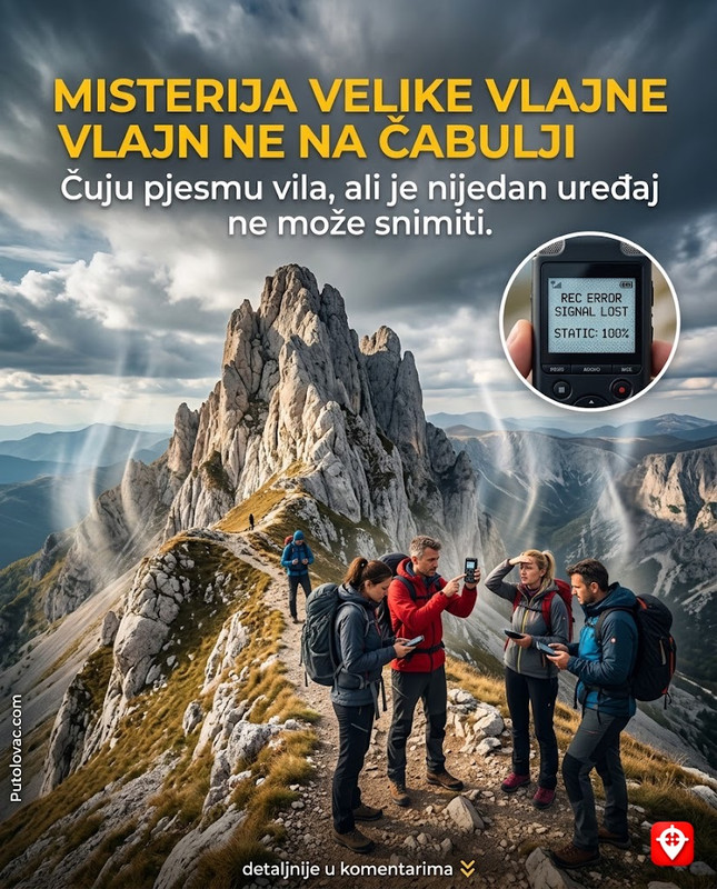 Velika Vlajna na Čabulji: Planinski vrh gdje se čuje pjesma vila, ali planinari koji su pokušali da snime taj zvuk, vratili su se sa praznim trakama. – Vrh iznad Mostara. Zbog specifičnih vazdušnih strujanja kroz kraške pukotine, nastaje zvuk koji podsjeća na žensko pjevanje. Magnetne anomalije na vrhu često kvare elektronske uređaje za snimanje.
