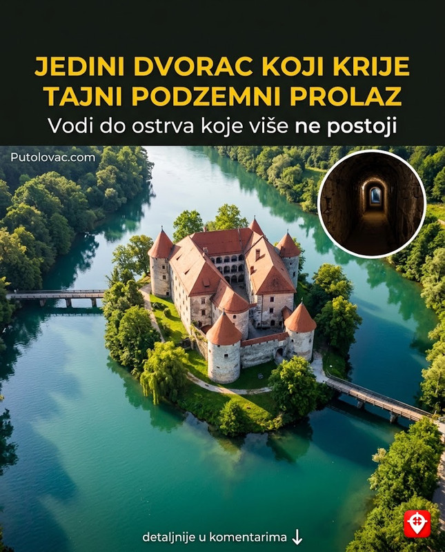 Zamak Otočec na ostrvu: Jedini dvorac okružen vodom, ali u njegovim podrumima postoji prolaz koji vodi do drugog ostrva koje se ne vidi. – Vodeni dvorac na rijeci Krki. Postoji sistem podzemnih hodnika koji su služili za odbranu. Jedan od njih navodno vodi do obližnjeg, danas potopljenog spruda koji je nekada bio drugo ostrvo.