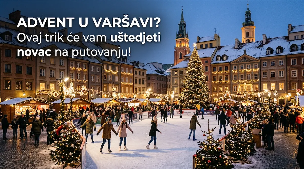 Advent u Varšavi božićne lampice i osvijetljeni Stari grad